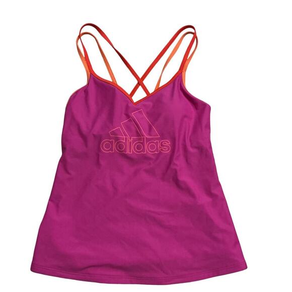 Adidas Fuchsia & Orange Strappy Logo Tank Top Women’s Medium - Picture 6 of 11